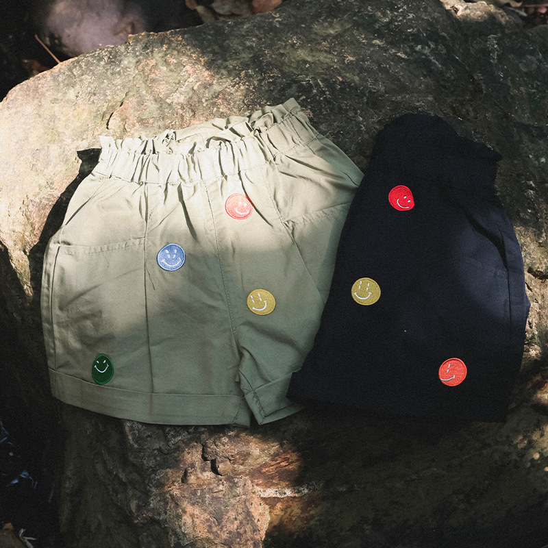 女童山系戶外刺繡輕薄5分褲