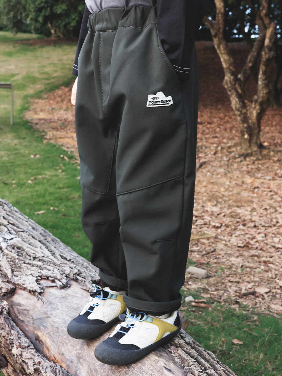 女童春季加絨防潑水直筒休閑褲