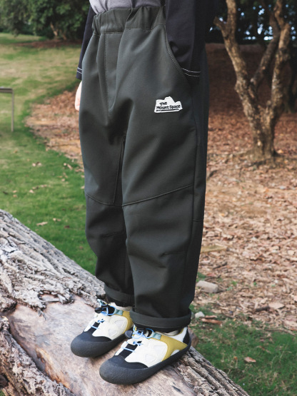 女童春季加絨防潑水直筒休閑褲