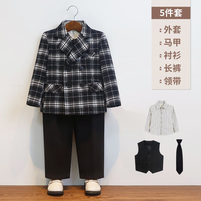 兒童秋冬休閒格子外套西服