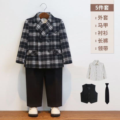 兒童秋冬休閒格子外套西服