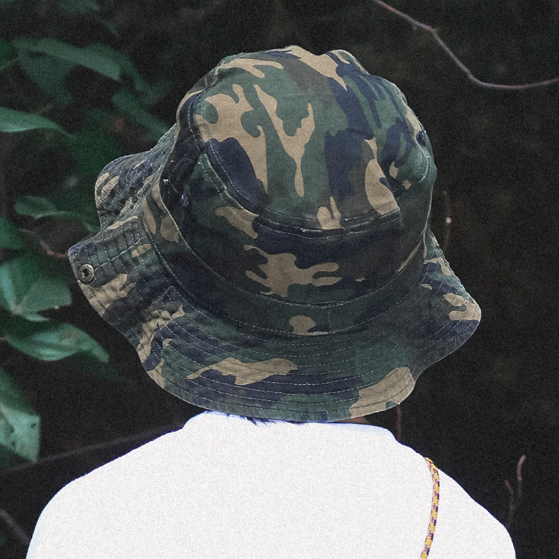 兒童春季迷彩大帽簷遮陽漁夫帽子