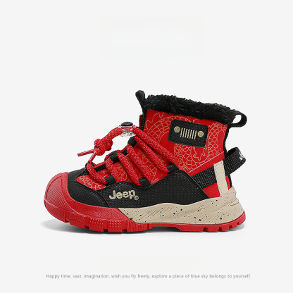 兒童冬季加絨棉靴皮毛一體