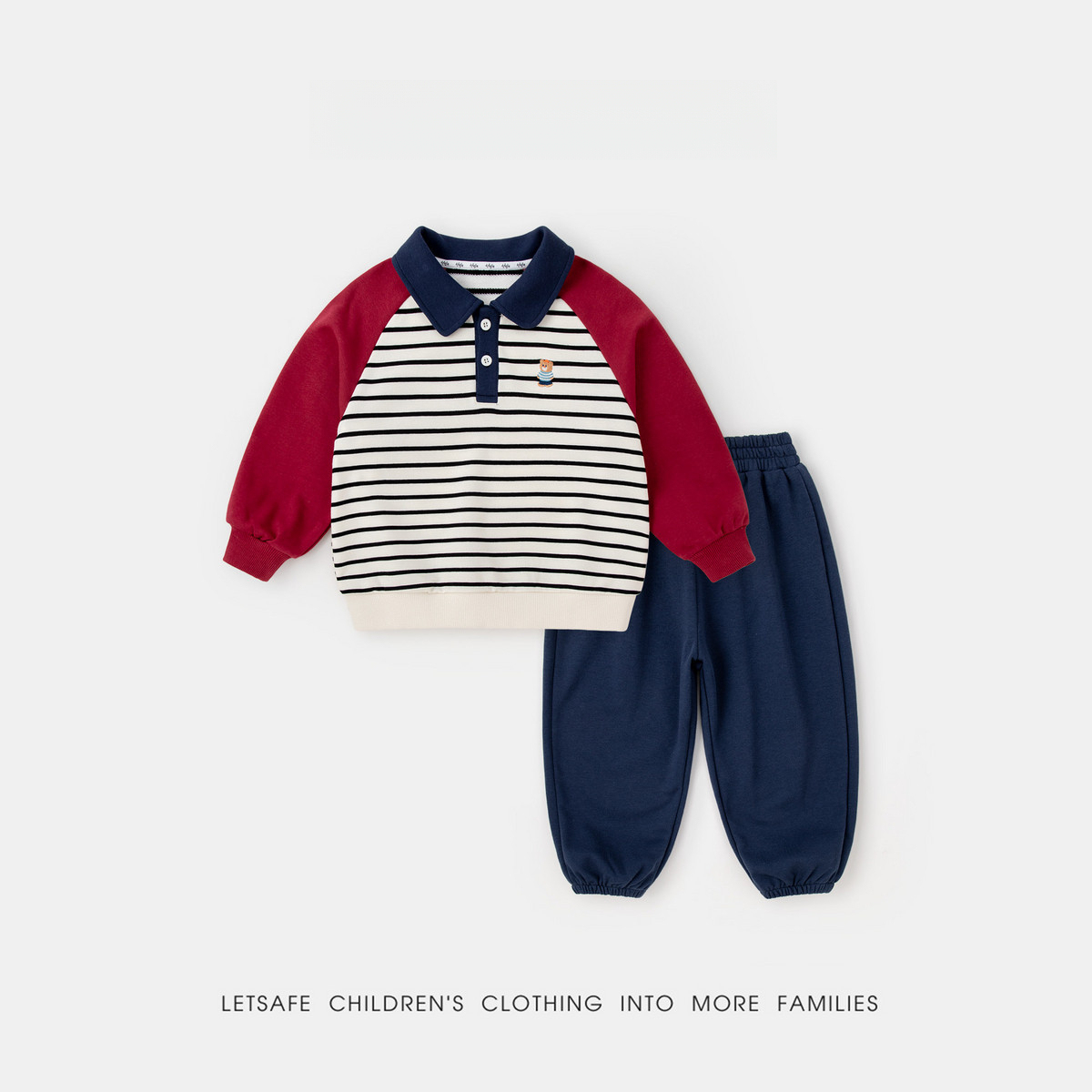 春季兒童polo領衛衣休閒褲套裝