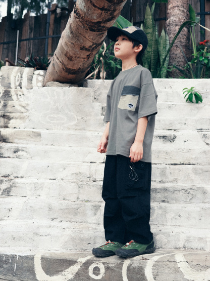 兒童撞色口袋T恤