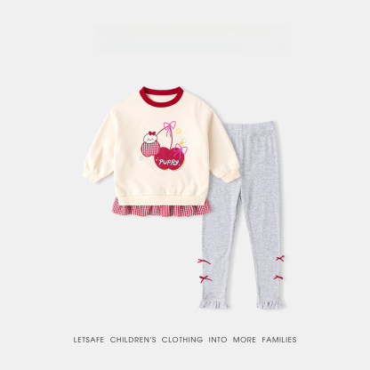 女童春季甜美衛衣褲子套裝