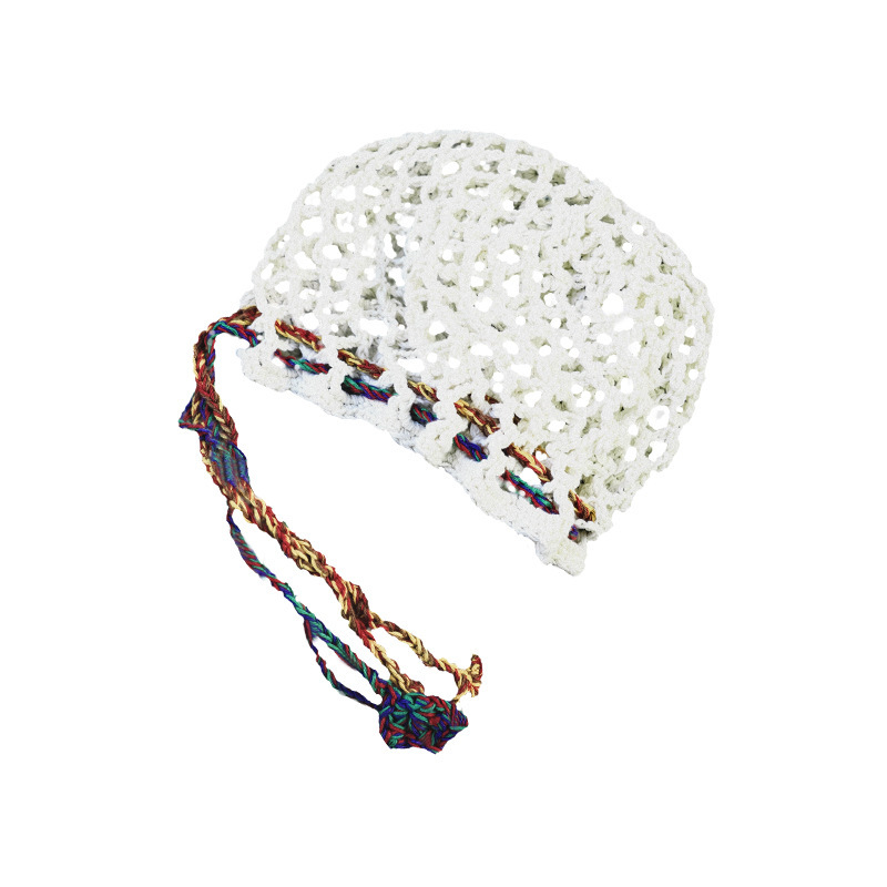 女童春季鏤空手工鈎織抽繩包頭針織帽子