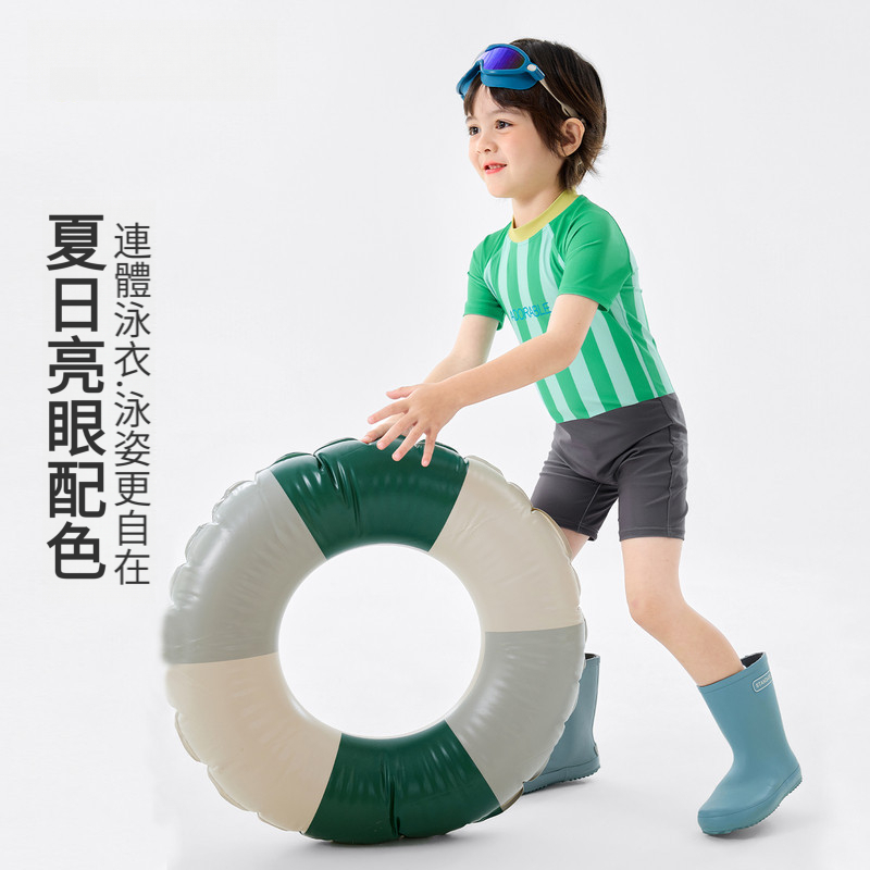 兒童夏季條紋連體衝浪泳衣