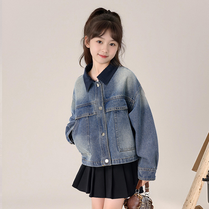 春季女童廓形牛仔外套
