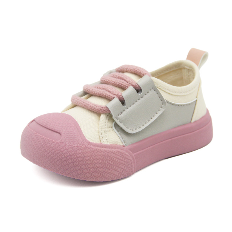 兒童春季魔術貼帆布運動鞋