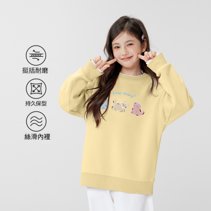 女童春季假兩件小貓圓領衛衣