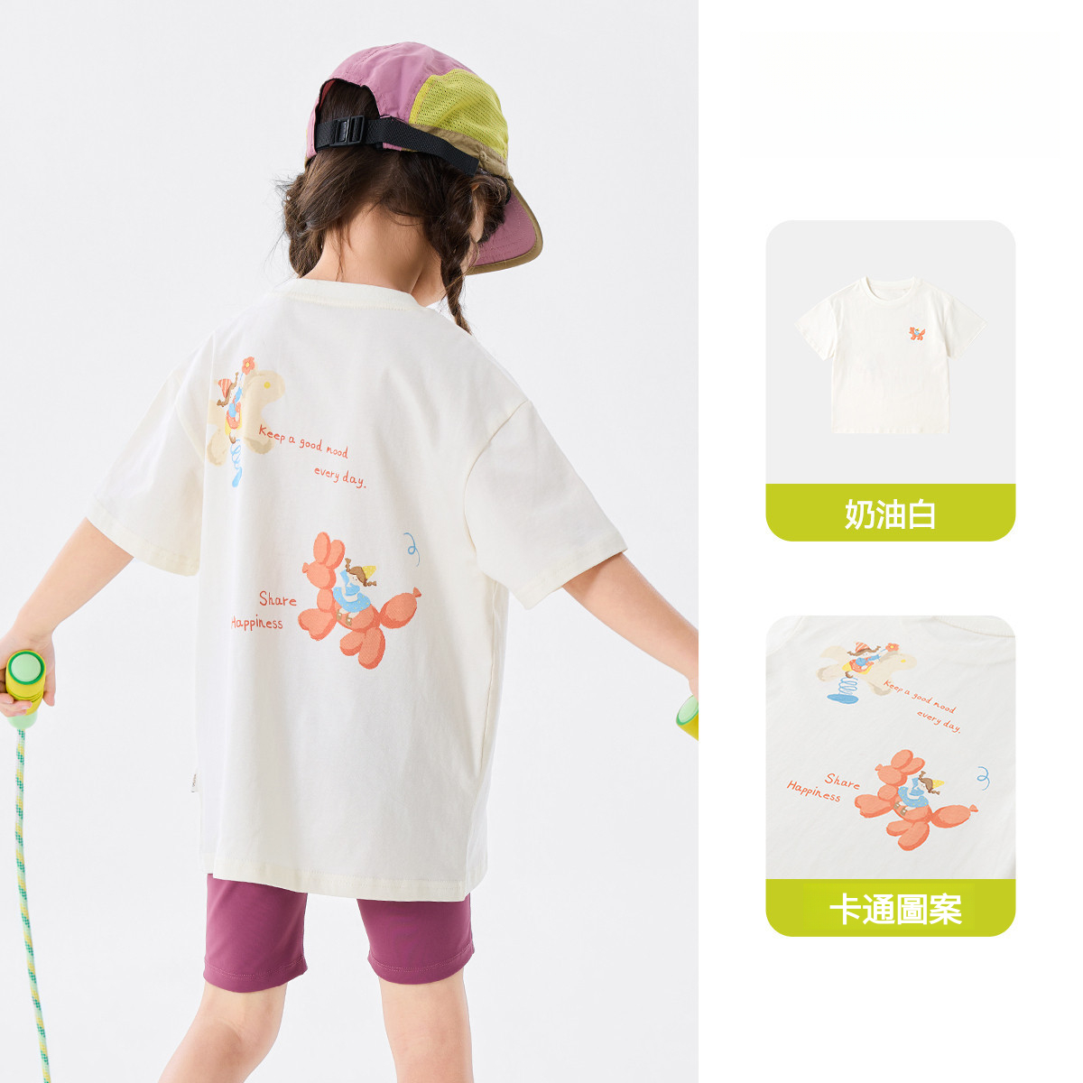 女童夏季卡通刺繡短袖