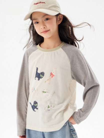 女童夏季韓版長袖寬鬆T 恤