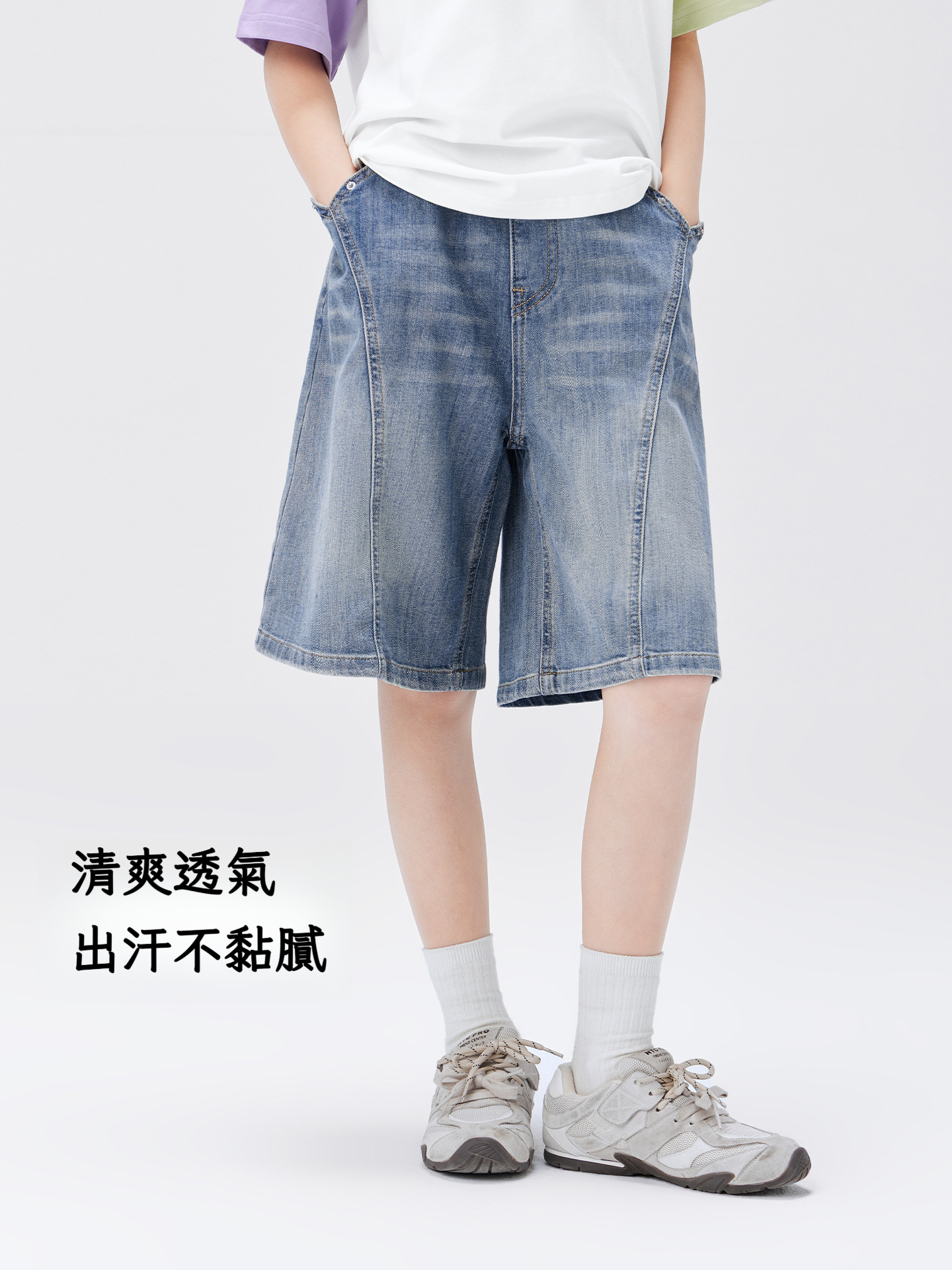 女童夏季牛仔中褲