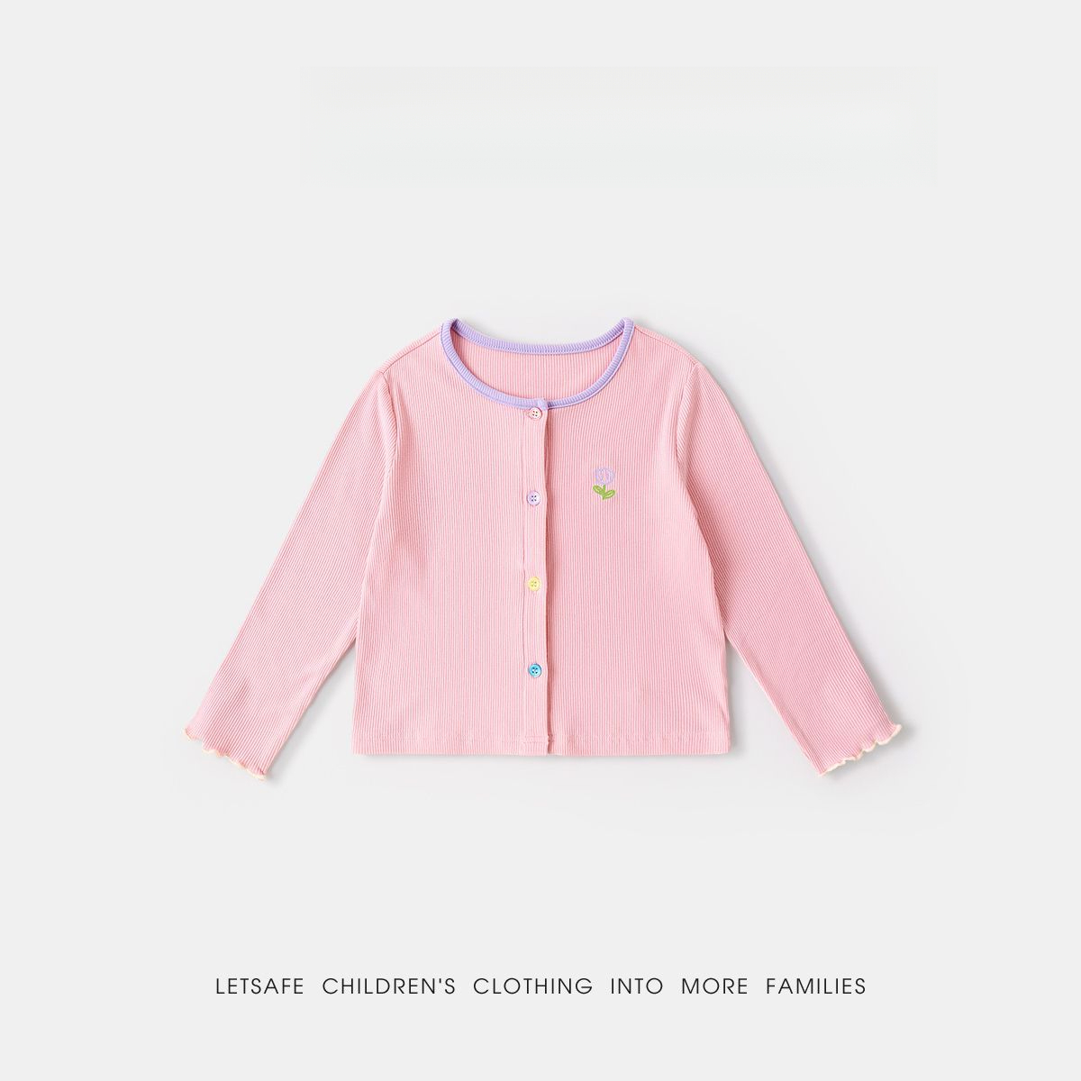 春季女童清新小花針織衫外套