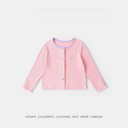 春季女童清新小花針織衫外套