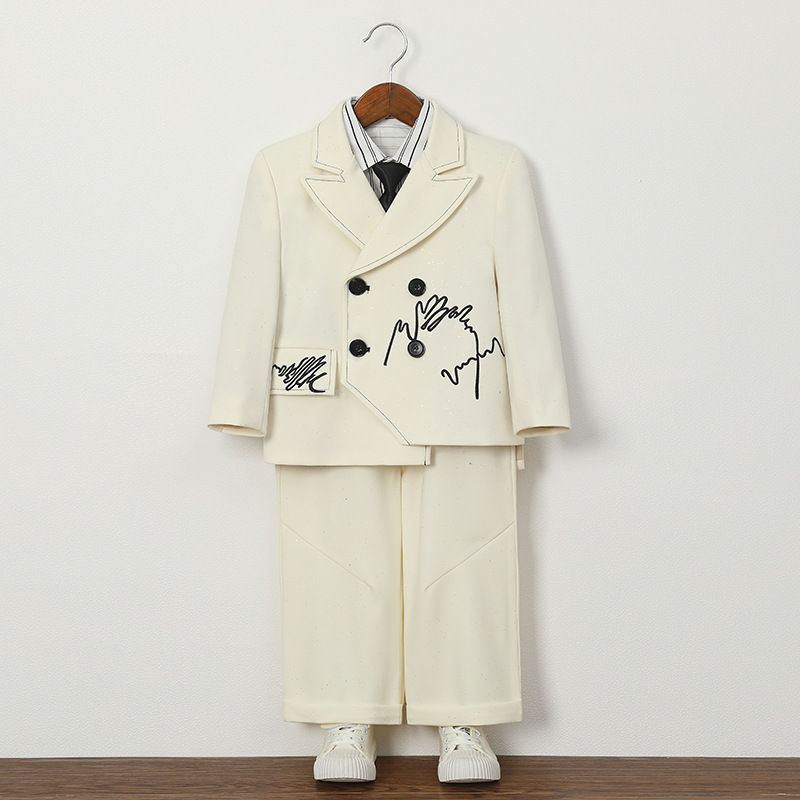 兒童復古滿天星刺繡西服