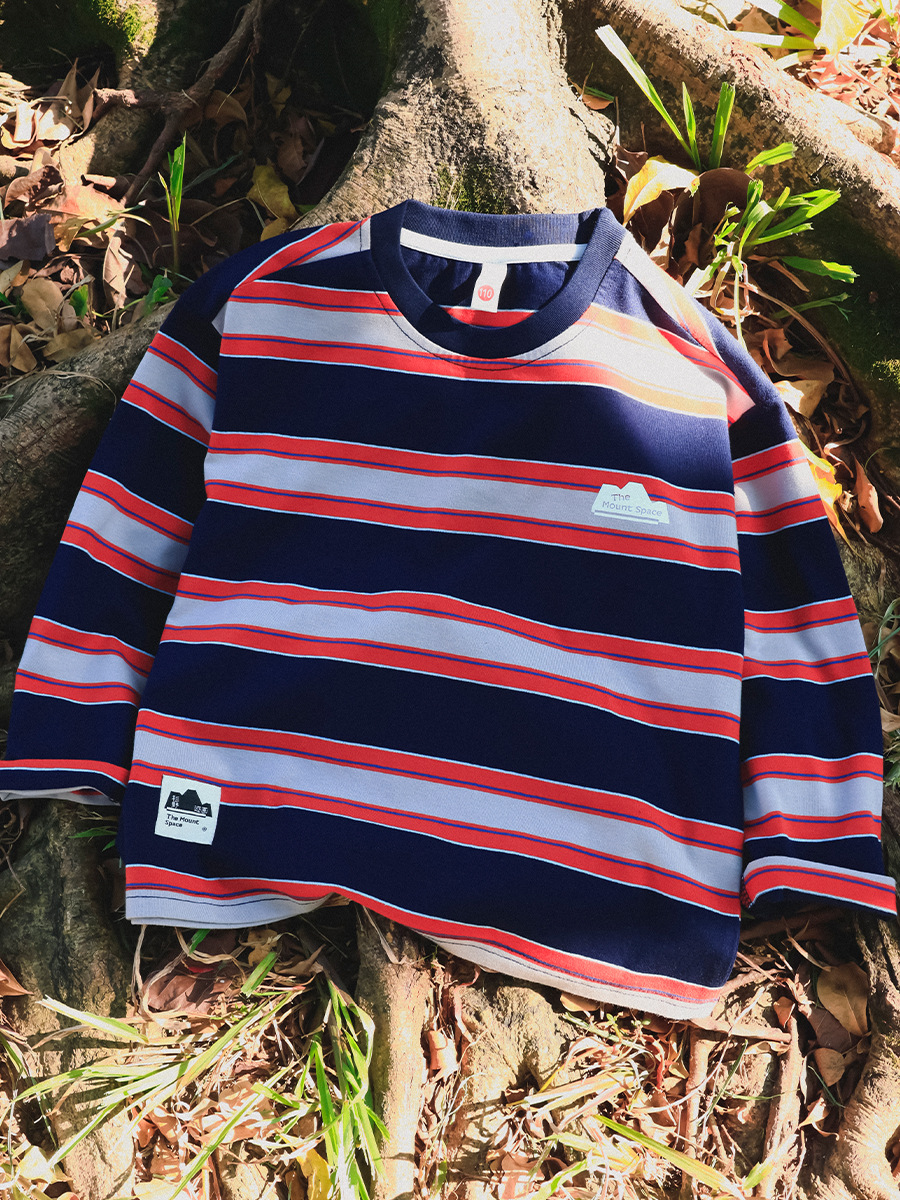 親子裝女童春季撞色條紋休閑長袖打底衫