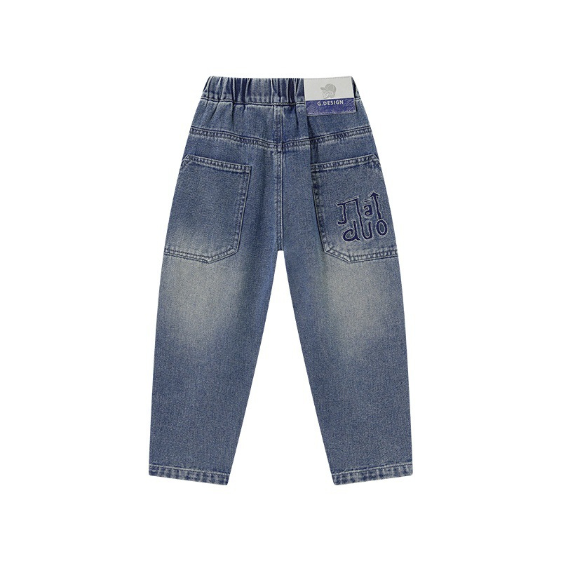 春秋男童直筒軟牛仔長褲