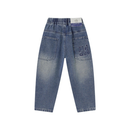 春秋男童直筒軟牛仔長褲