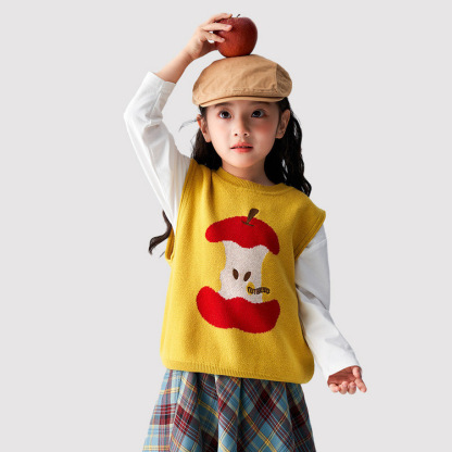 春秋新款女童卡通針織馬甲