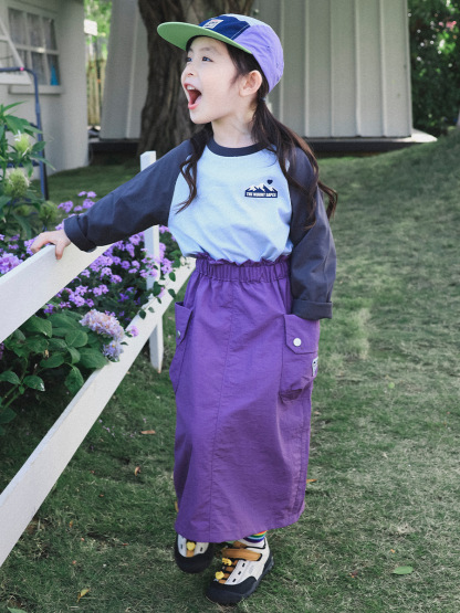 女童春季速乾中長款工裝半身裙