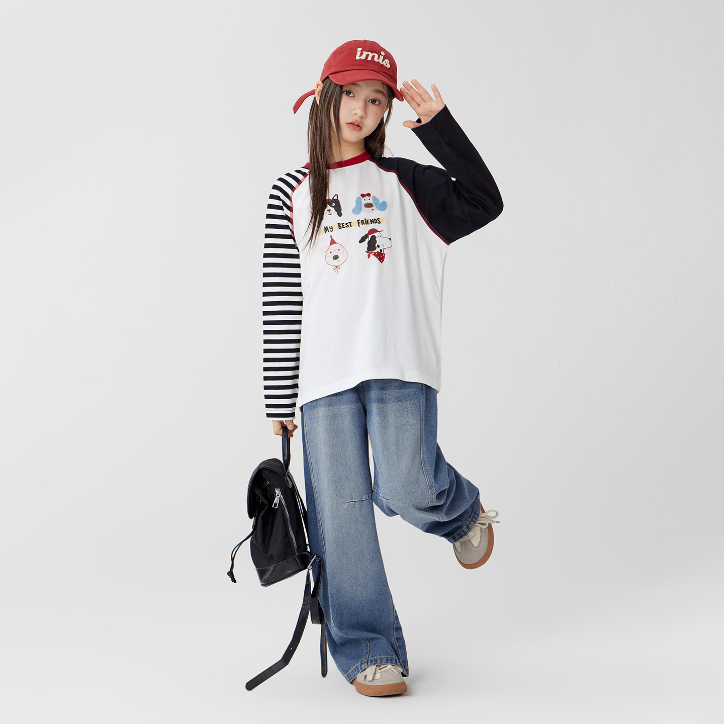 女童彎刀春秋款牛仔褲