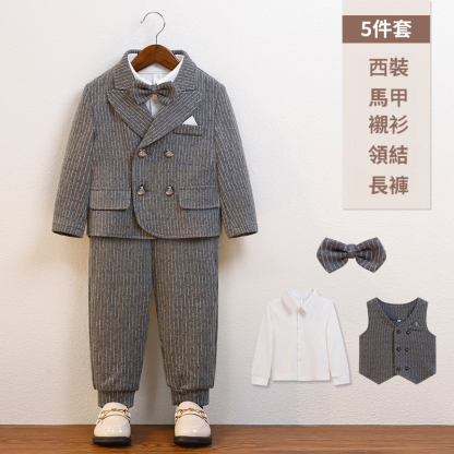 兒童帥氣英倫馬甲三件套