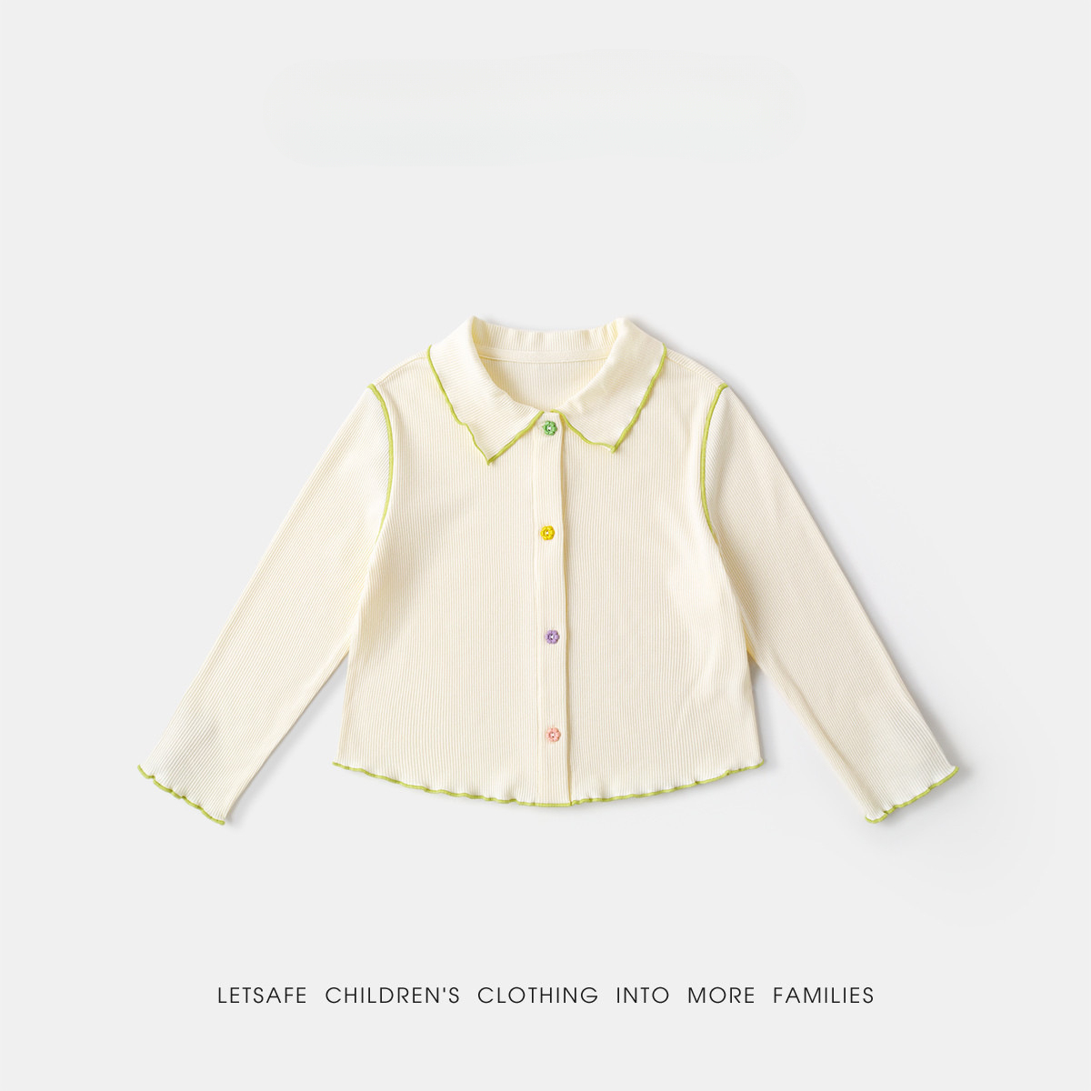 春季女童軟萌娃娃領多巴胺開衫上衣