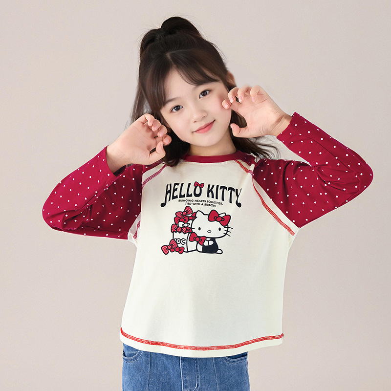 春季女童插肩袖長袖T恤