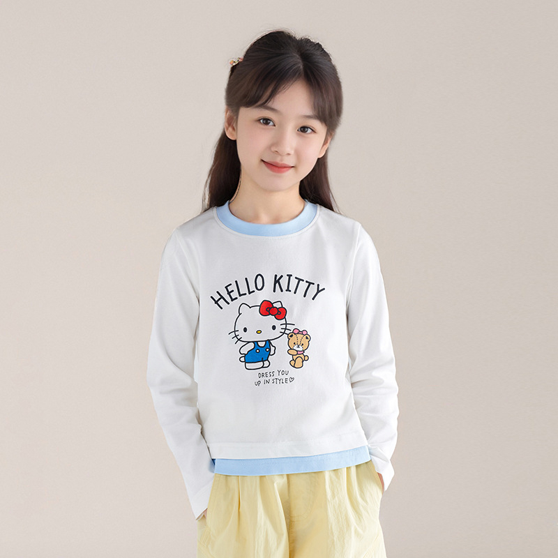 春秋款兒童長袖圓領上衣打底衫