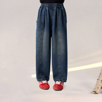 春秋女童彎刀褲軟牛仔