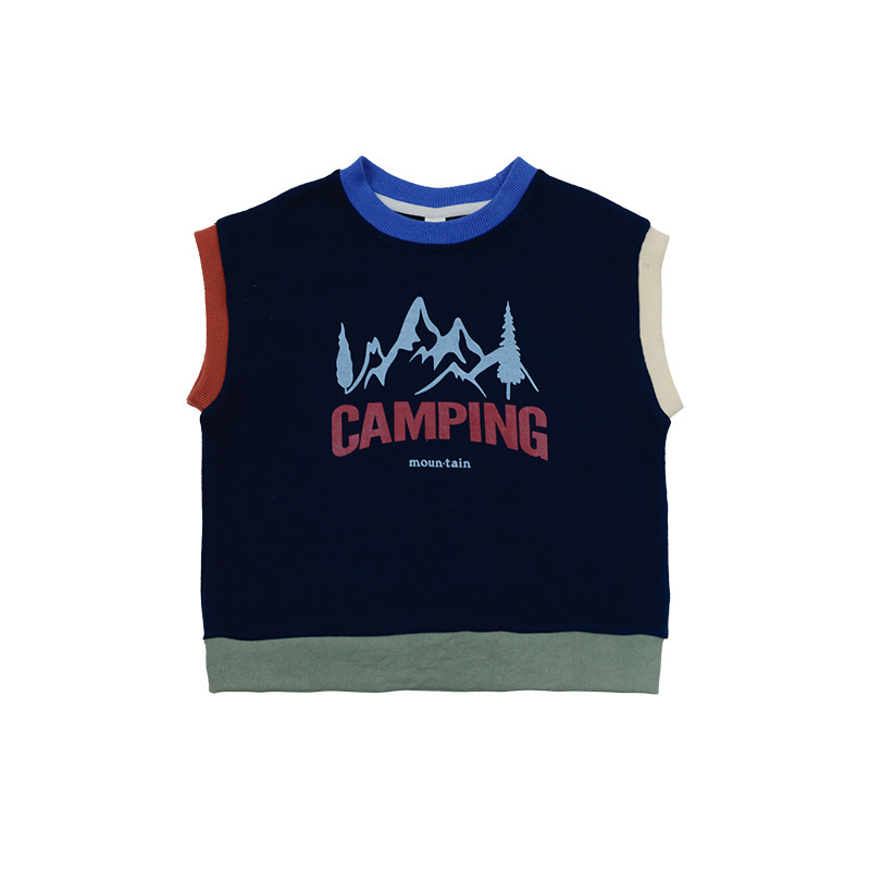 女童秋季撞色包邊馬甲