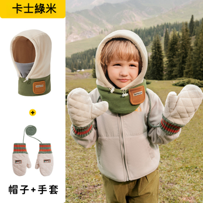 兒童冬帽圍手套一體