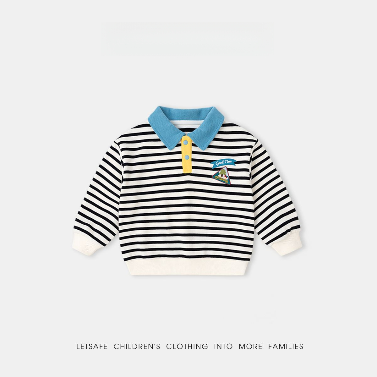 春季兒童撞色POLO領衛衣