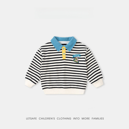 春季兒童撞色POLO領衛衣