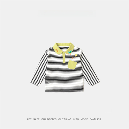兒童條紋童趣純棉 polo 衫