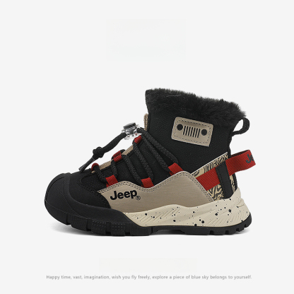 兒童冬季加絨棉靴皮毛一體