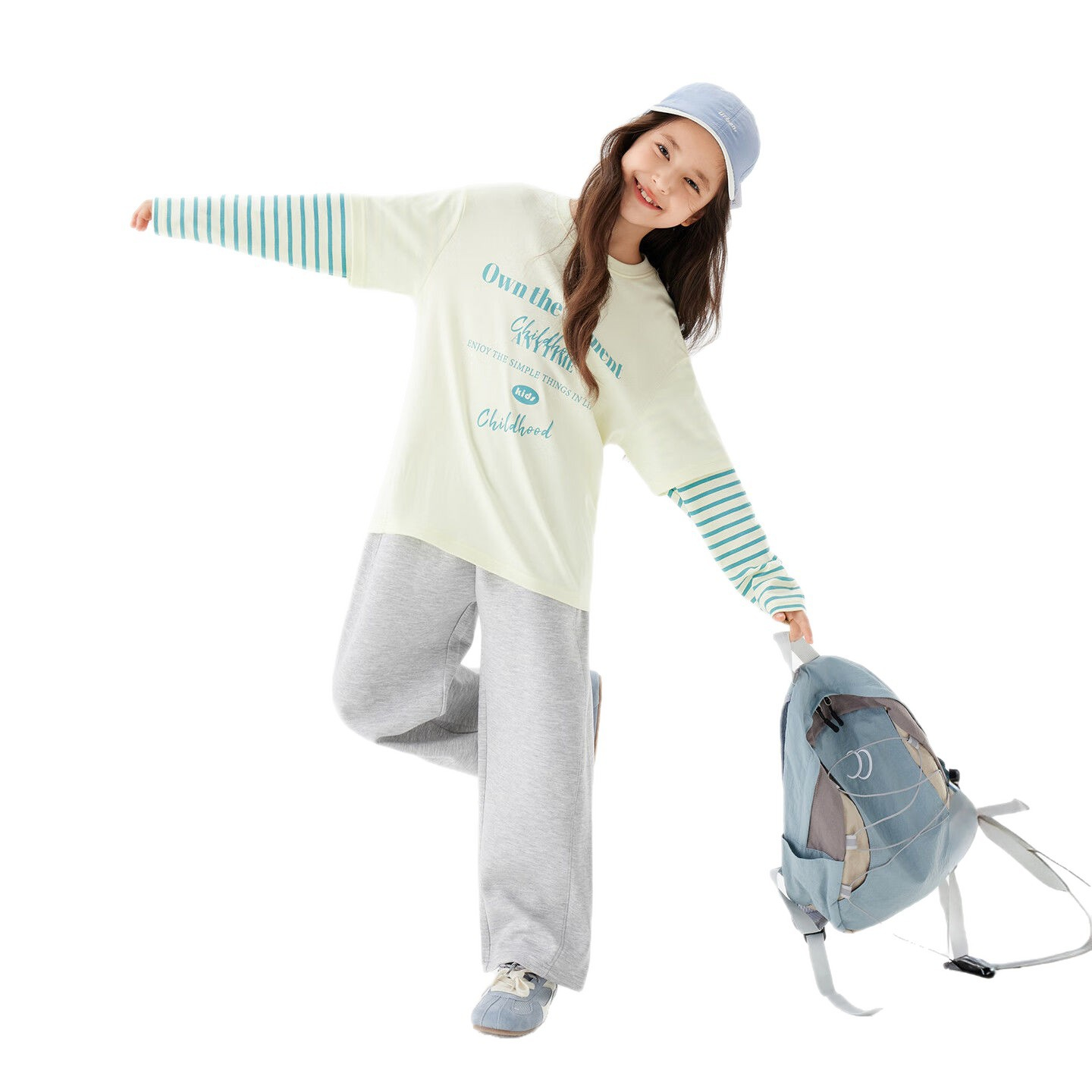 秋季女童假兩件長袖T恤