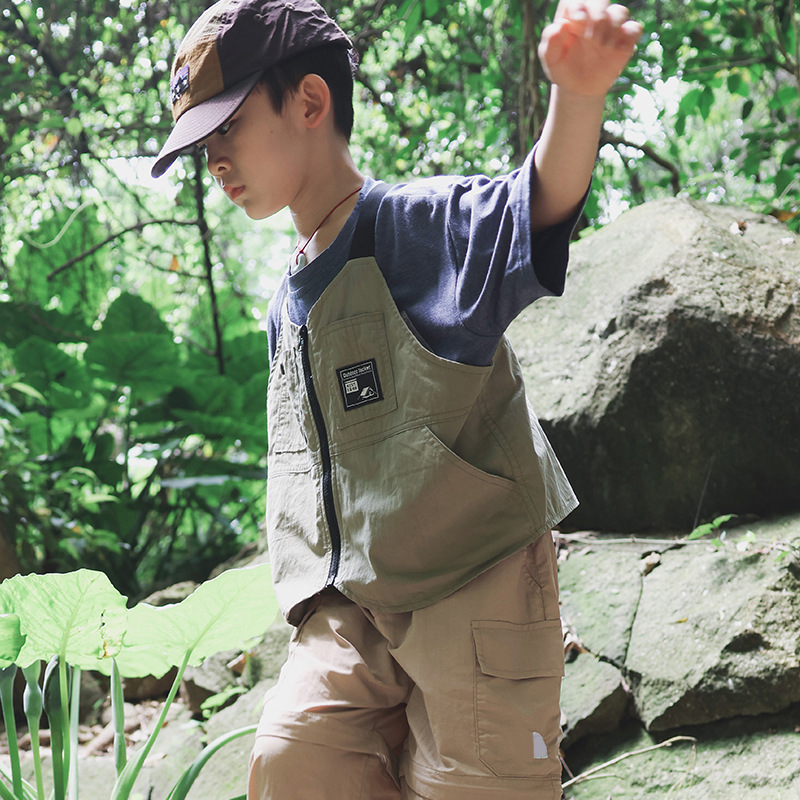 兒童山系戶外工裝機能馬甲