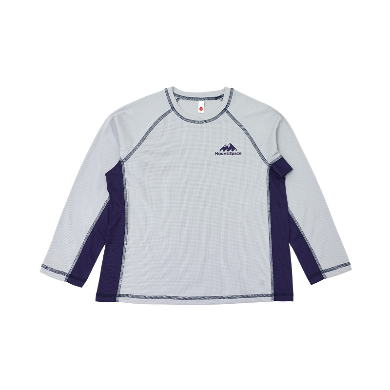 男童春季吸濕速乾拼接明綫長袖T恤