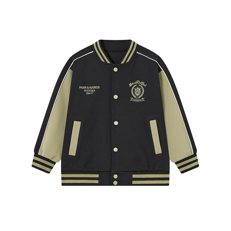 春秋美式拼色學院風棒球服