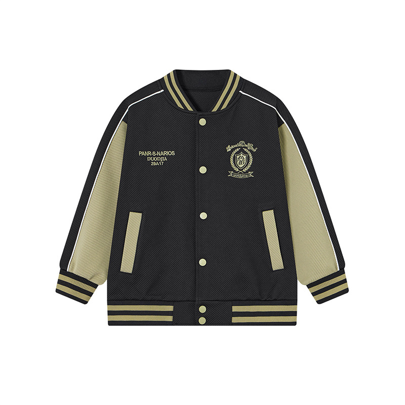 春秋美式拼色學院風棒球服