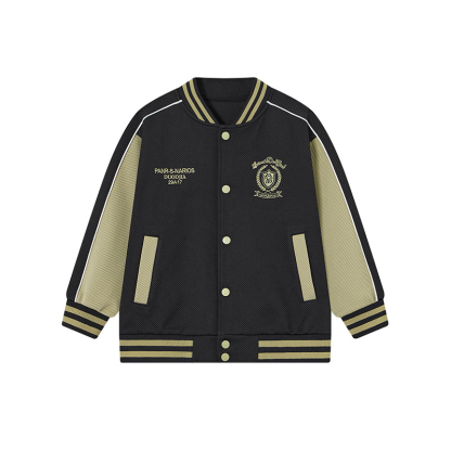 春秋美式拼色學院風棒球服