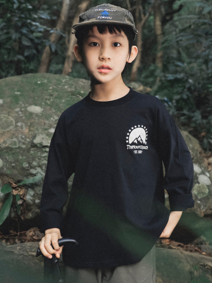 男童春季印花純棉透氣圓領長袖打底衫T恤