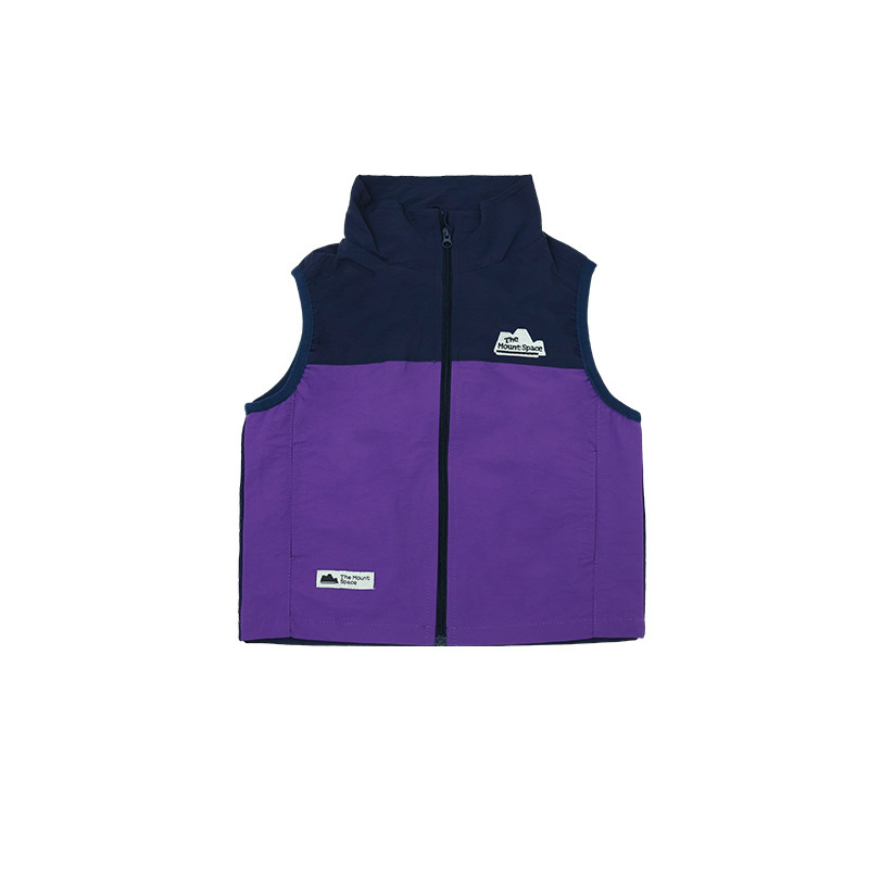 兒童春季撞色拼接工裝拉鏈速乾馬甲背心