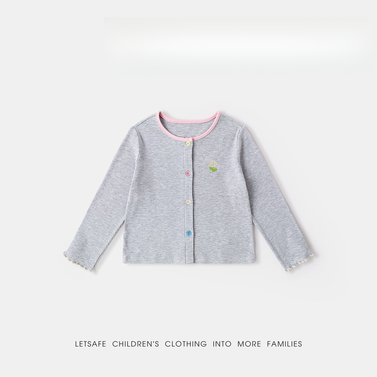 春季女童清新小花針織衫外套