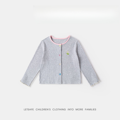 春季女童清新小花針織衫外套