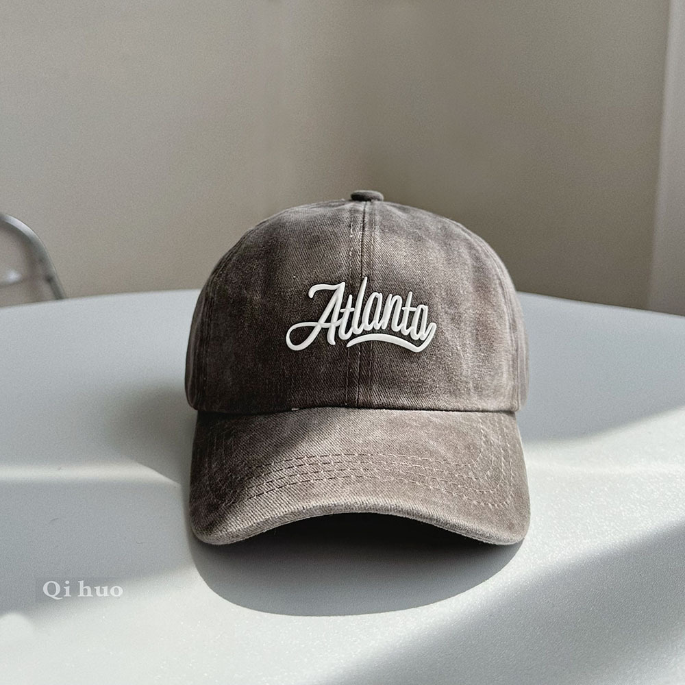 兒童字母水洗做舊鴨舌帽