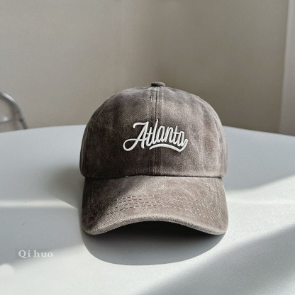 兒童字母水洗做舊鴨舌帽